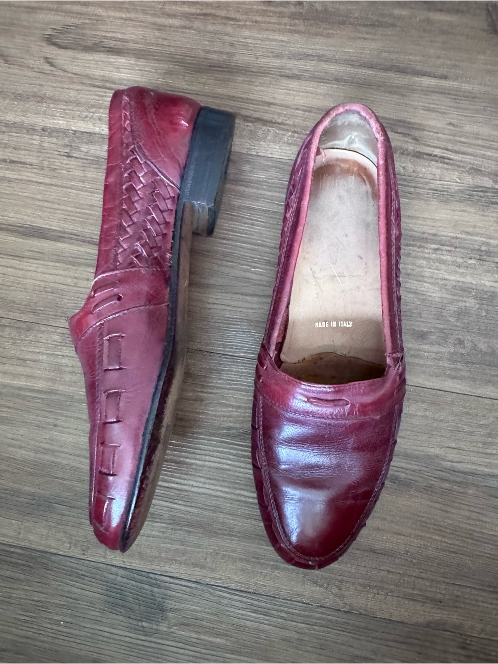 Vintage Men's Bill Blass Burgundy Leather Slip-On Loafers